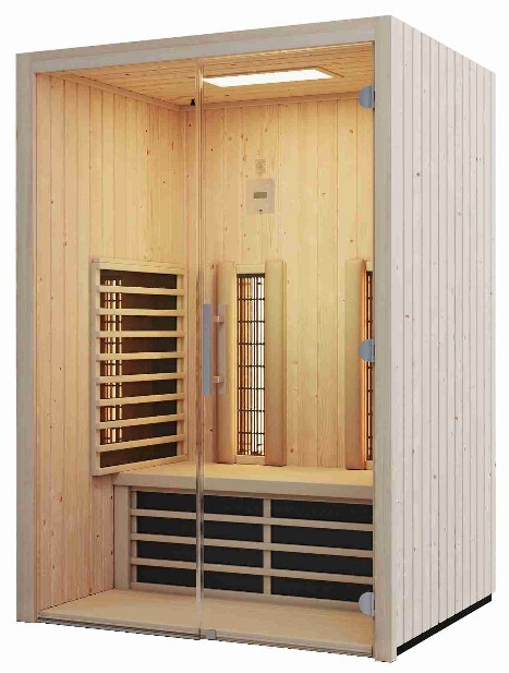 Infrarotsauna Fusion Glas 145 Fichte RG von schräg rechts gesehen